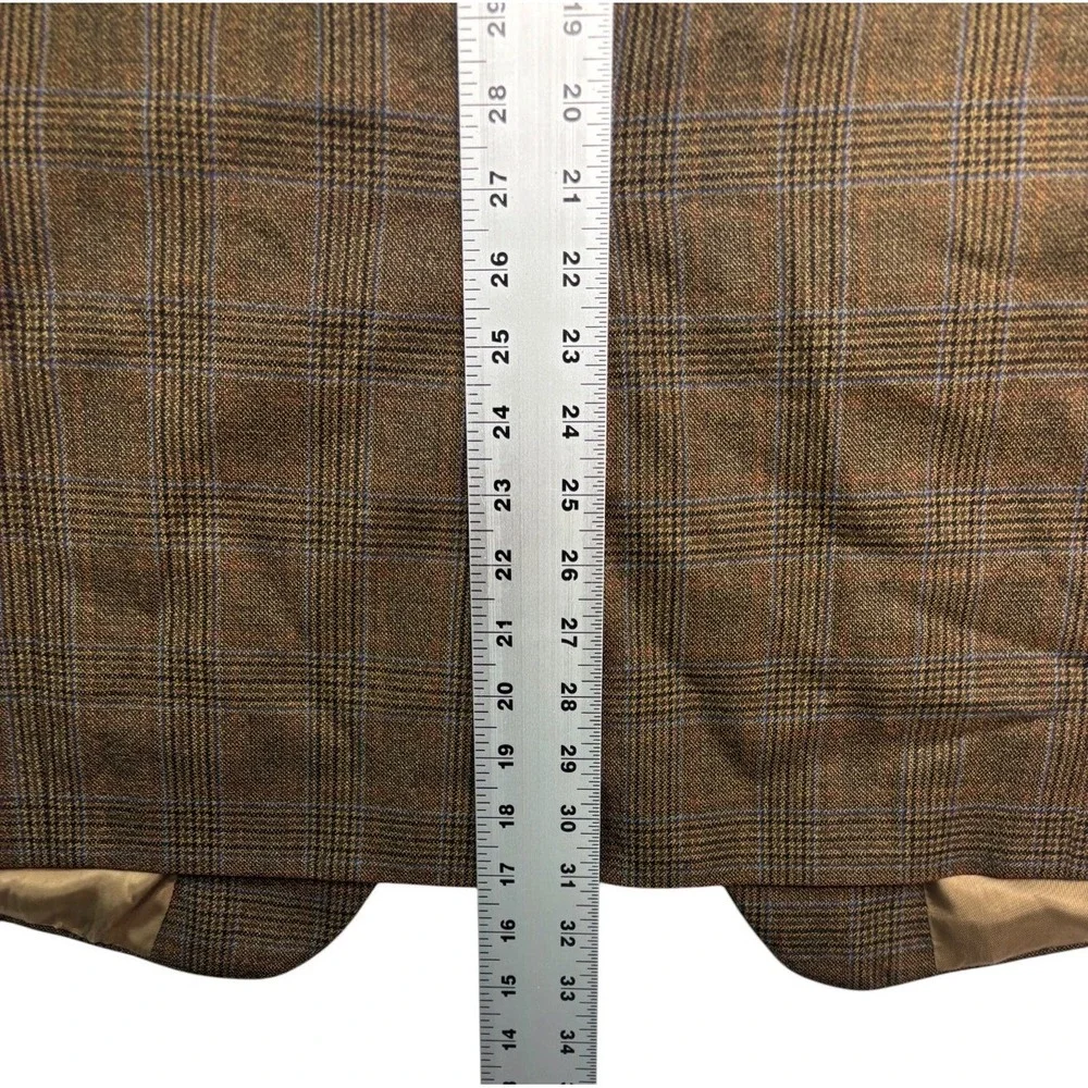 Hart Schaffner Marx 44S Brown Plaid Blazer Jacket Sport Suit Coat Wool USA
